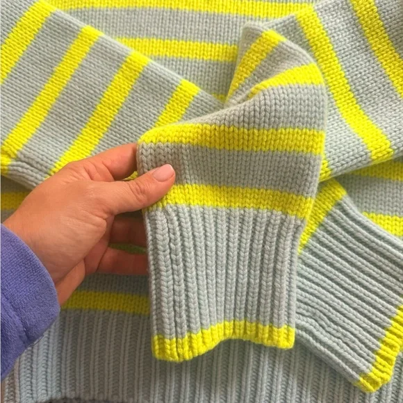 La Ligne Mini Marin Light Blue Sweater with Neon Yellow Accents - Picture 4 of 4
